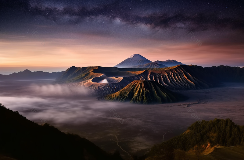 暗色火山喷发口烟雾围绕风景背景,高清,摄影图,摄影图片,图片大全,摄影图免费下载
